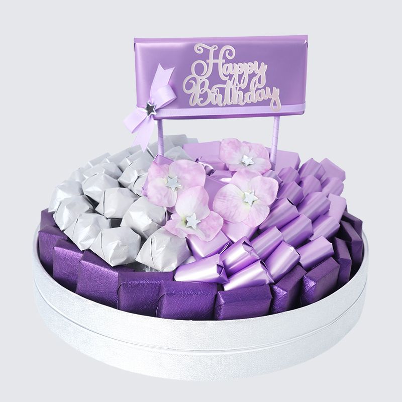 LUXURY HAPPY BIRTHDAY DECORATED CHOCOLATE ROUND TRAY	 	