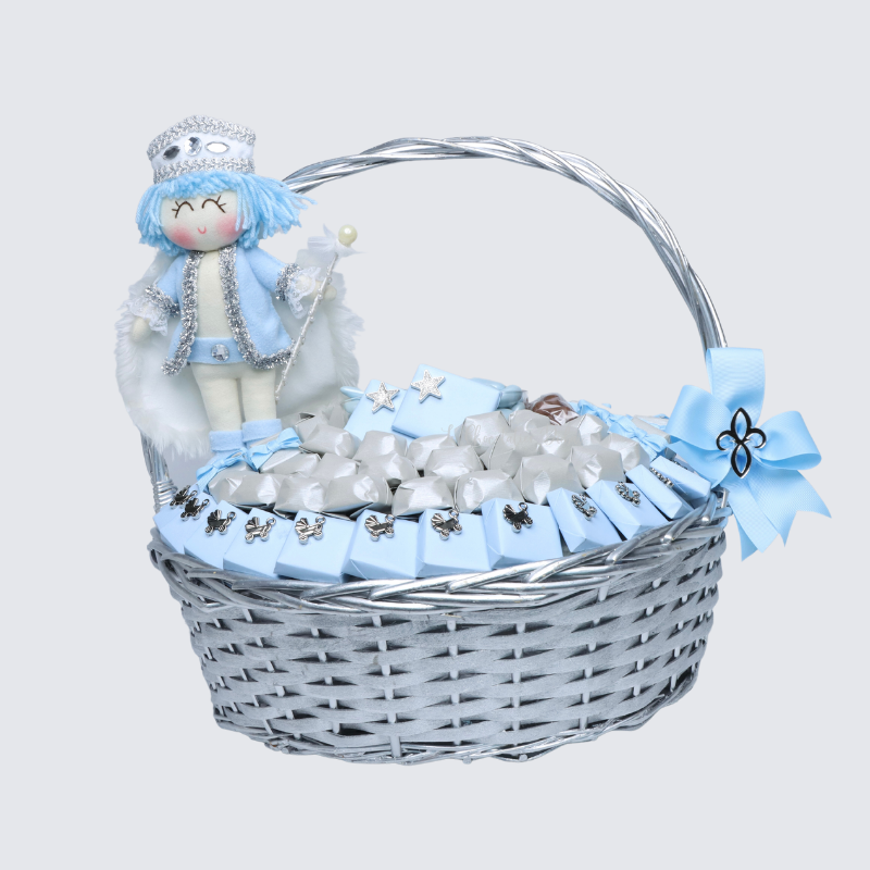 BABY BOY CRADLE DECORATED CHOCOLATE EXTRA LARGE BASKET