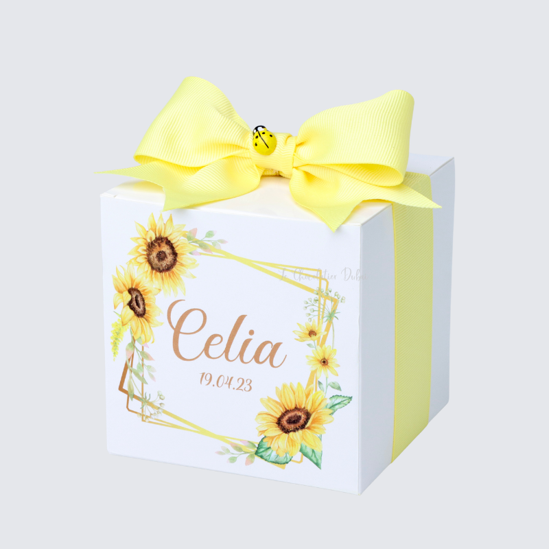 SUN FLOWER DESIGN PERSONALIZED CHOCOLATE SOFT BOX