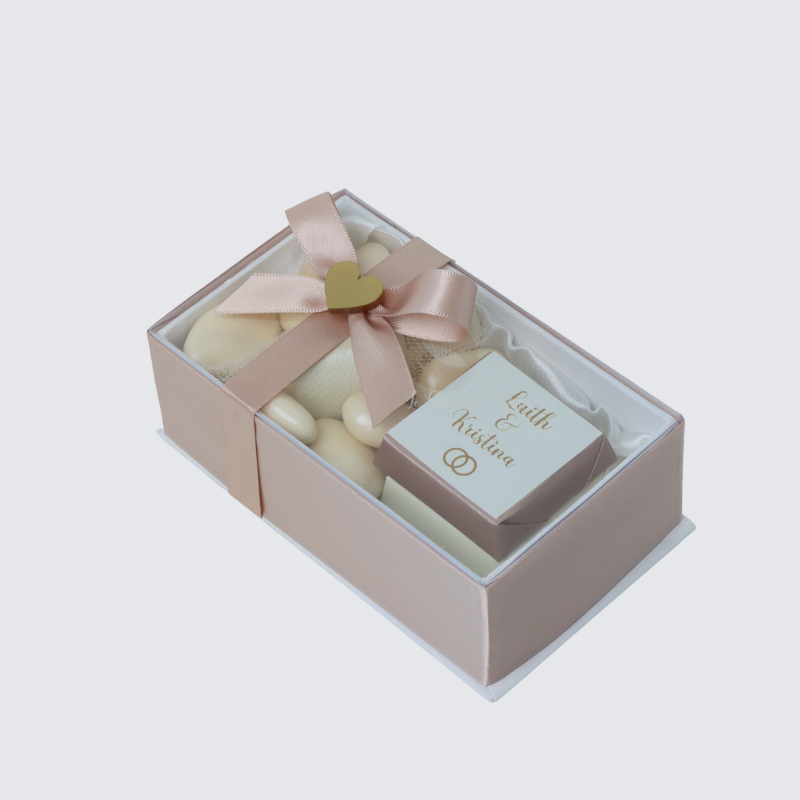 WEDDING DECORATED CHOCOLATE & ALMOND DRAGEES BOX	 	