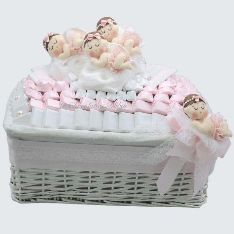 BABY GIRL DECORATED CHOCOLATE EXTRA LARGE BASKET