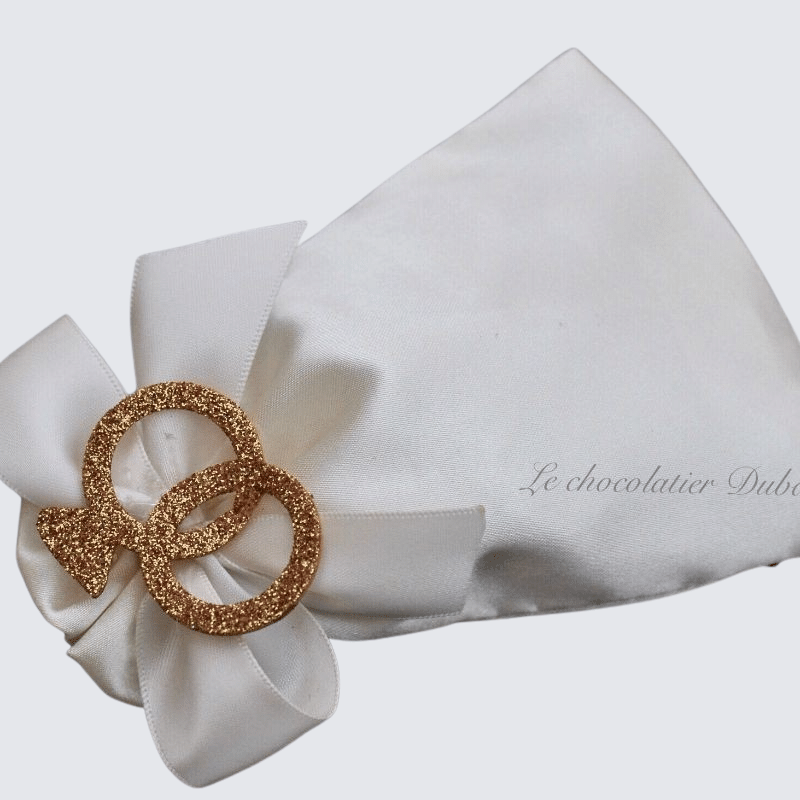 WEDDING RING DECORATED CHOCOLATE SATIN BAG