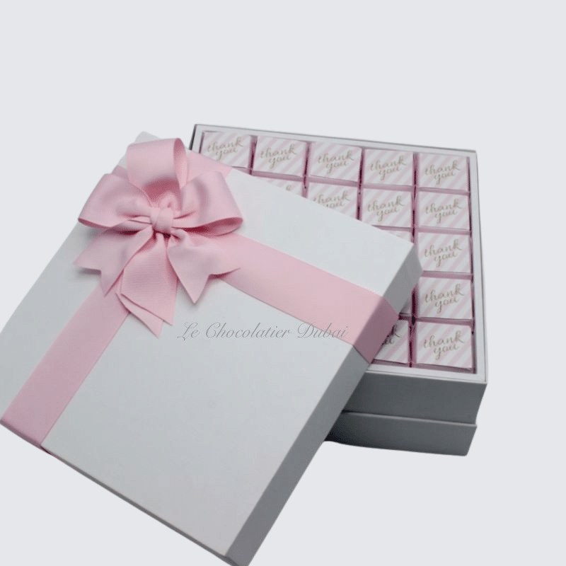 STRIPE DESIGNED "THANK YOU" CHOCOLATE HARD BOX	 		