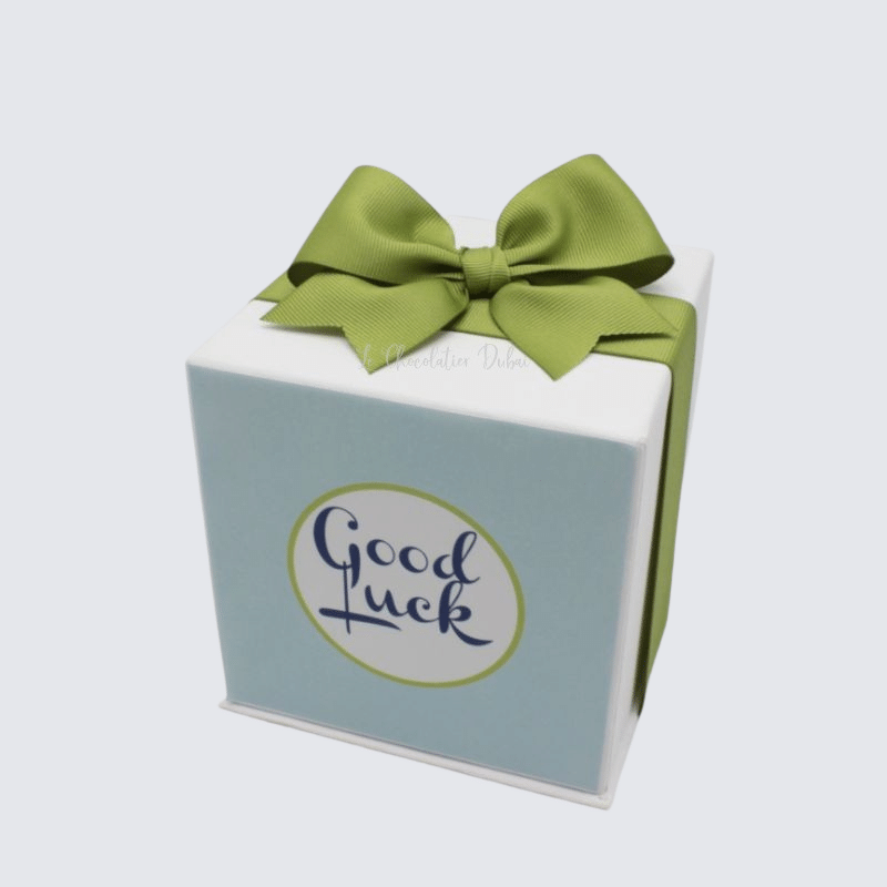 "GOOD LUCK" CHOCOLATE HARD CUBE BOX	 	 	