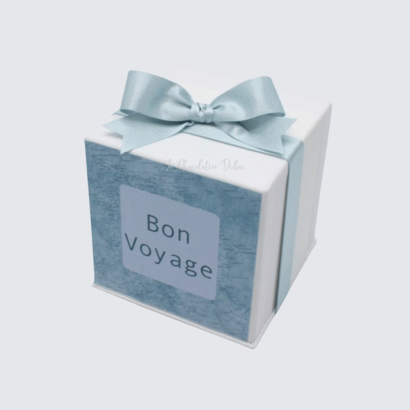 MAP DESIGNED "BON VOYAGE" CHOCOLATE HARD CUBE BOX	 	