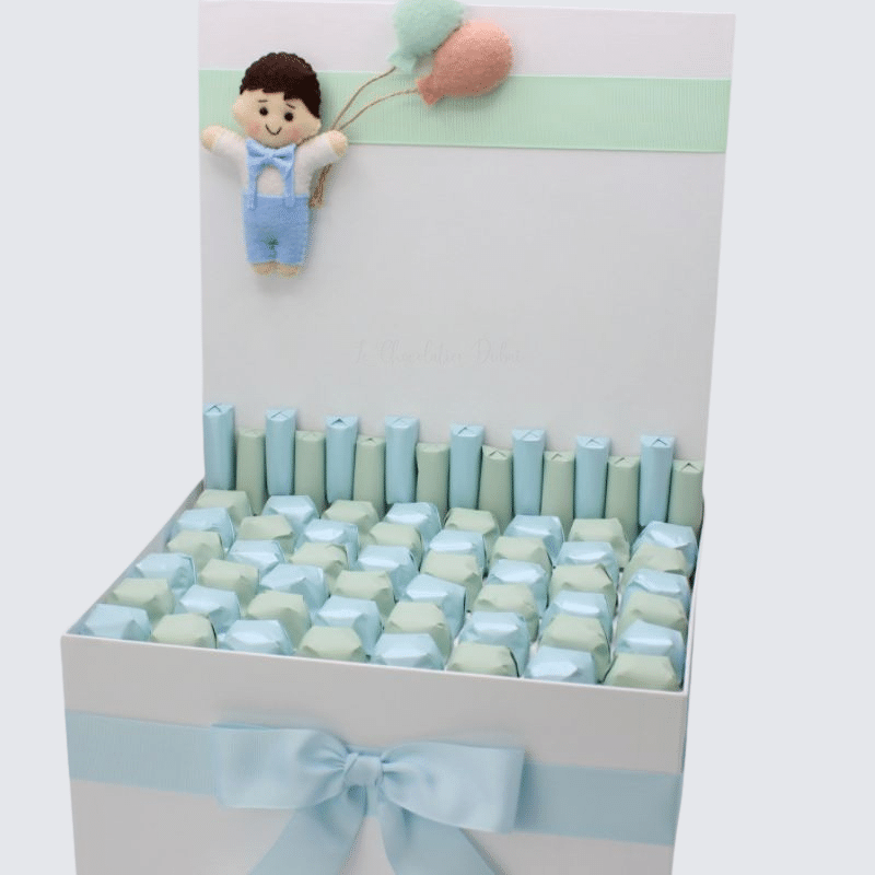 BABY BOY DECORATED CHOCOLATE EXTRA LARGE HAMPER	 	