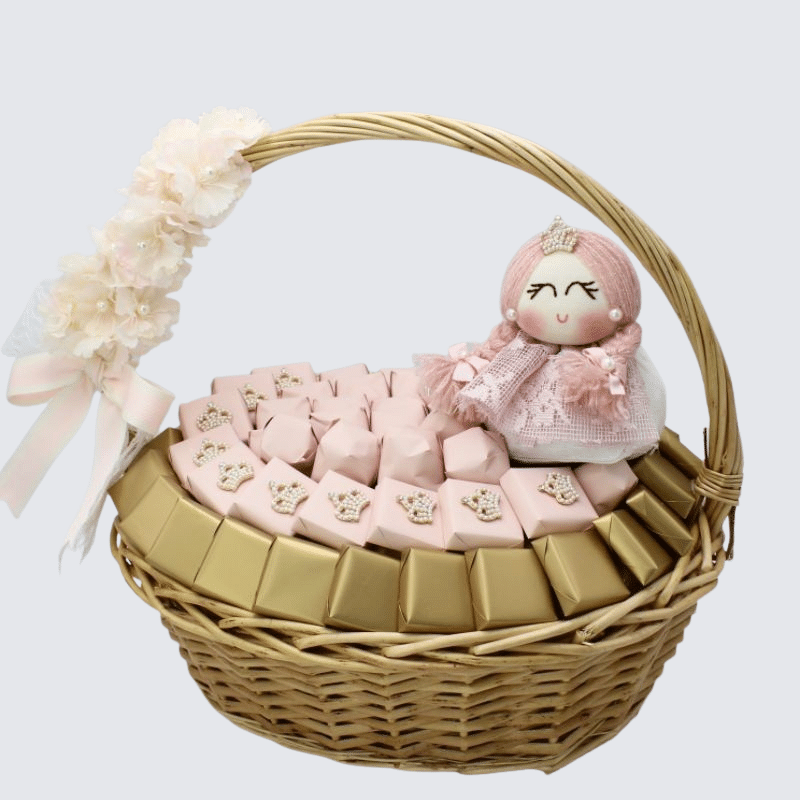 PRINCESS FLORAL CHOCOLATE LARGE BASKET	 	