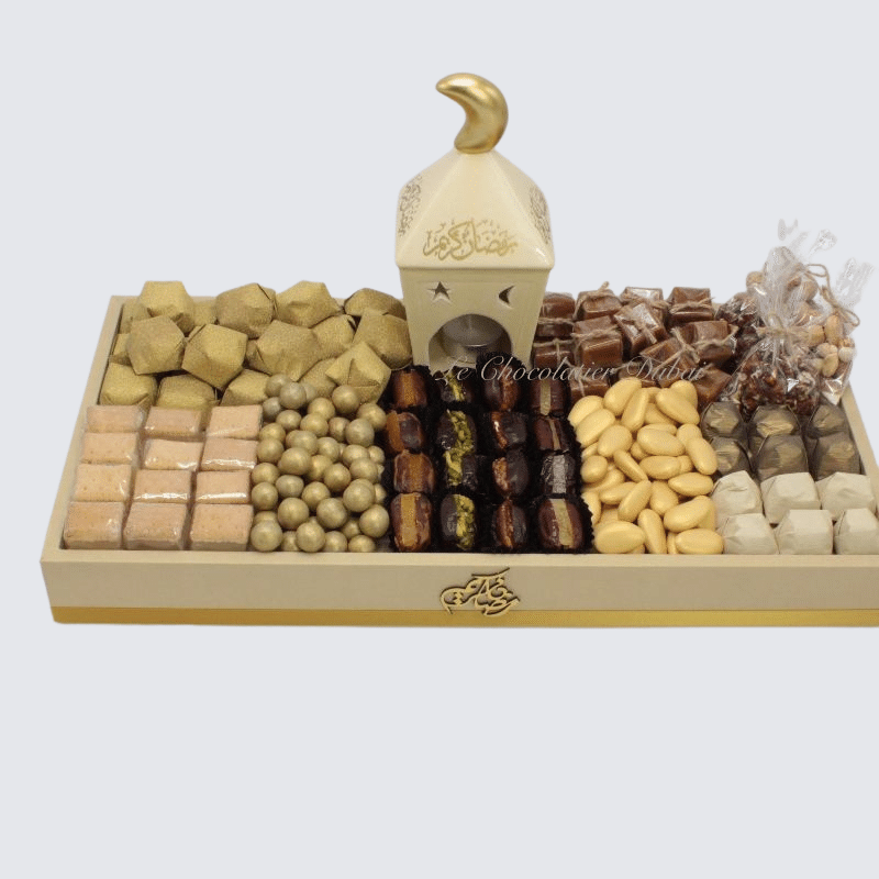 LUXURY RAMADAN DECORATED CHOCOLATE & SWEETS LEATHER TRAY