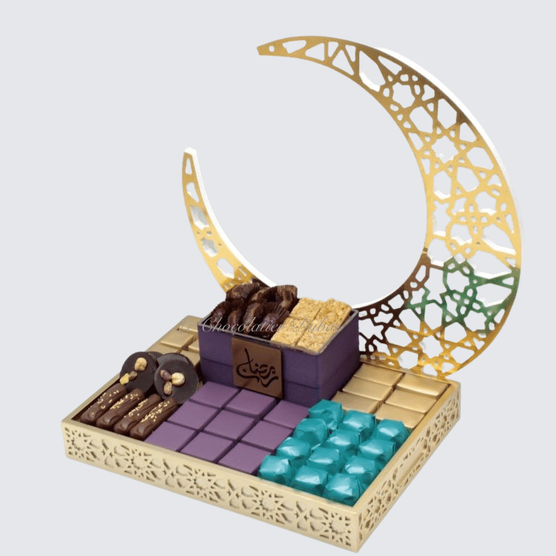 RAMADAN EID DECORATED CHOCOLATE & SWEETS WOOD TRAY