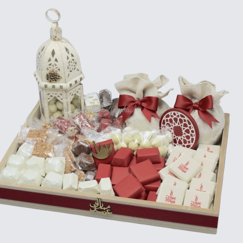 LUXURY RAMADAN EID DECORATED CHOCOLATE & SWEETS WOOD TRAY