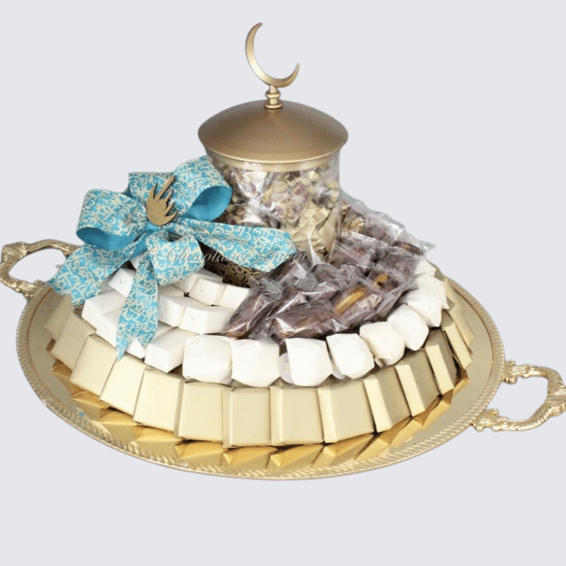 RAMADAN EID DECORATED CHOCOLATE & SWEETS METALLIC TRAY