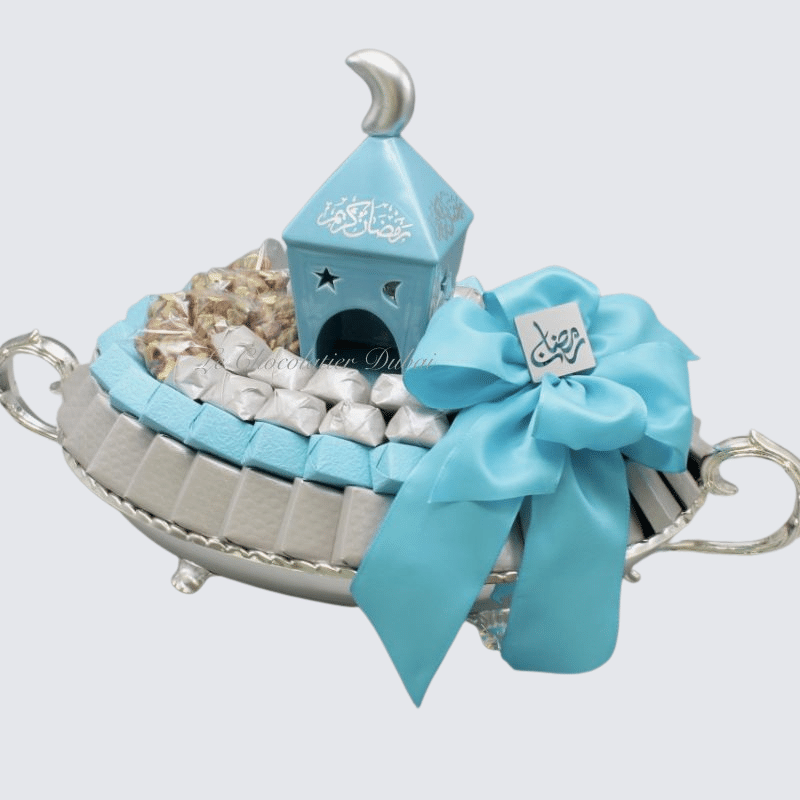 RAMADAN EID CHOCOLATE & SWEETS SILVERY METALLIC TRAY